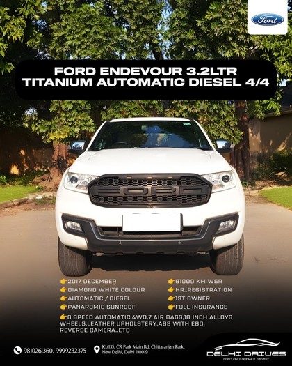 Second-hand 2017 Ford Endeavour 3.2 Titanium AT 4X4 for sale in New Delhi