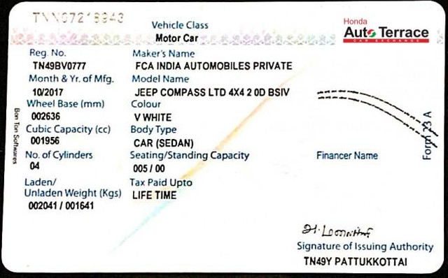 Jeep Compass 2.0 Limited Option 4X4 Second-hand 2017 Jeep Compass 2.0 Limited Option 4X4 for sale in Tiruchirappalli-24