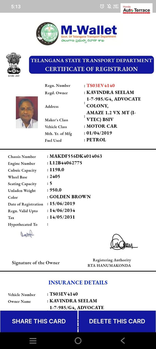 Honda Amaze VX Opt Petrol BSIV Second-hand 2019 Honda Amaze VX Opt Petrol BSIV for sale in Hyderabad-6