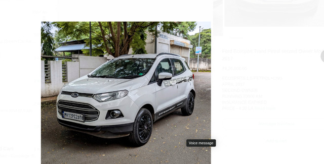 Second-hand 2017 Ford Ecosport 1.5 Ti VCT MT Trend BSIV for sale in Pune-1