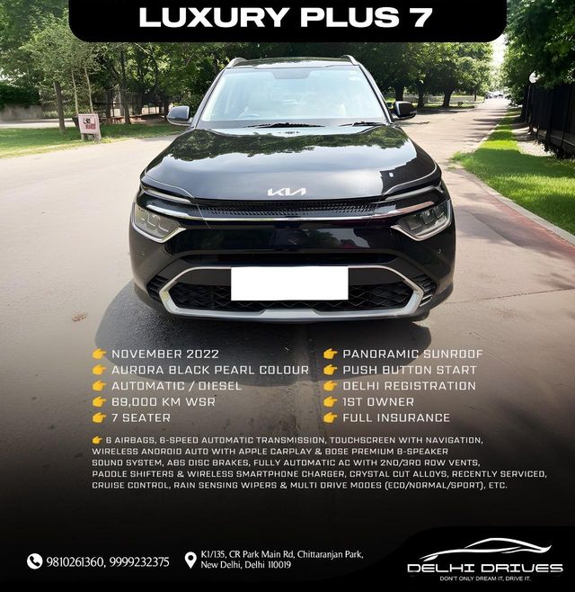 Kia Carens Luxury Plus Diesel 7Str BSVI Second-hand 2022 Kia Carens Luxury Plus Diesel 7Str BSVI for sale in New Delhi
