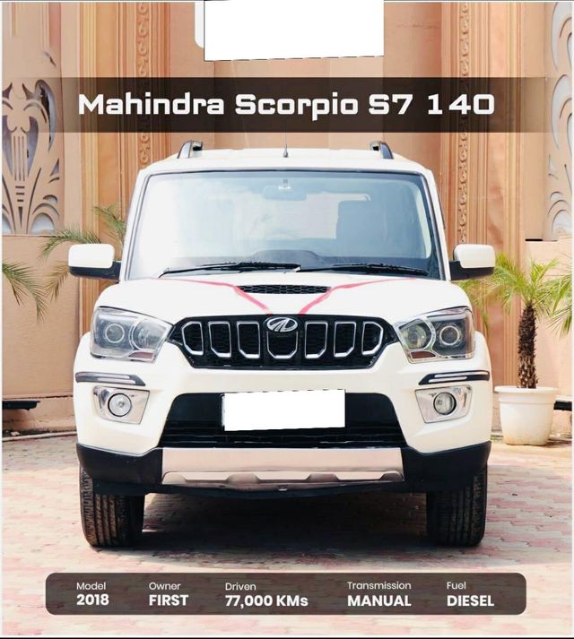 Mahindra Scorpio S7 140 BSIV Second-hand 2018 Mahindra Scorpio S7 140 BSIV for sale in Gurgaon