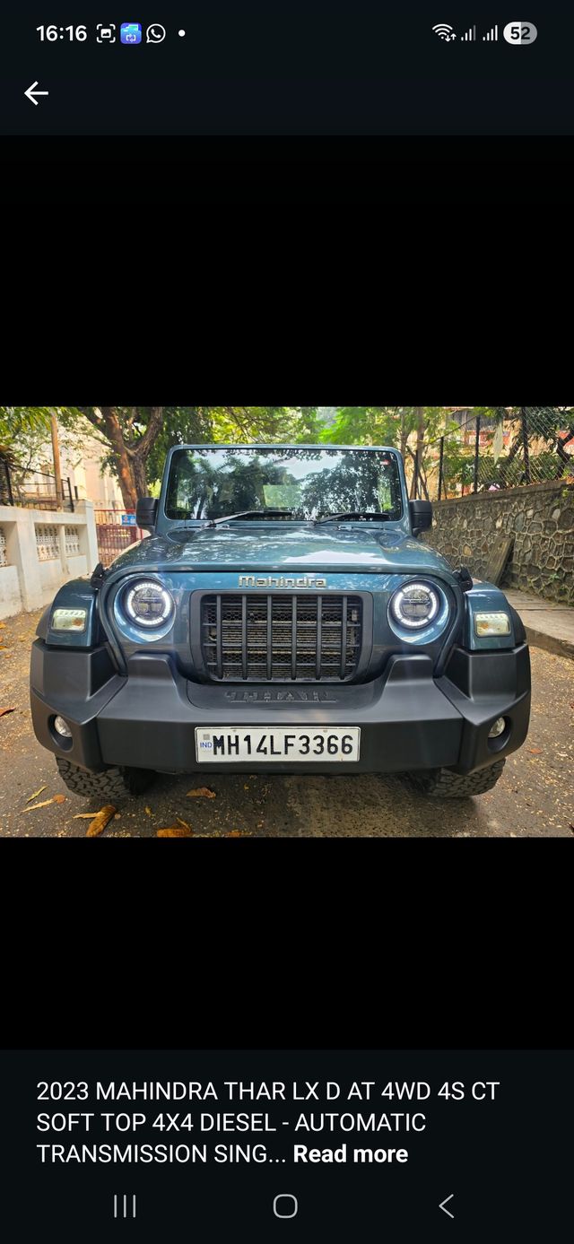 Mahindra Thar LX 4WD Convert Top Diesel AT BSVI Second-hand 2023 Mahindra Thar LX 4WD Convert Top Diesel AT BSVI for sale in Mumbai
