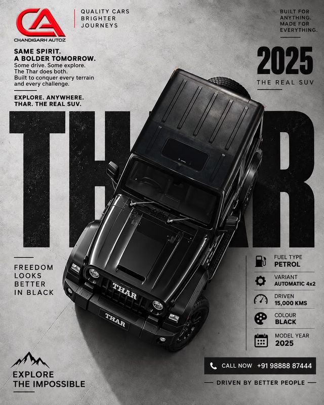 Mahindra Thar LX Hard Top AT RWD Second-hand 2025 Mahindra Thar LX Hard Top AT RWD for sale in Chandigarh