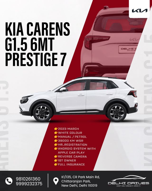Kia Carens Prestige BSVI Second-hand 2023 Kia Carens Prestige BSVI for sale in New Delhi