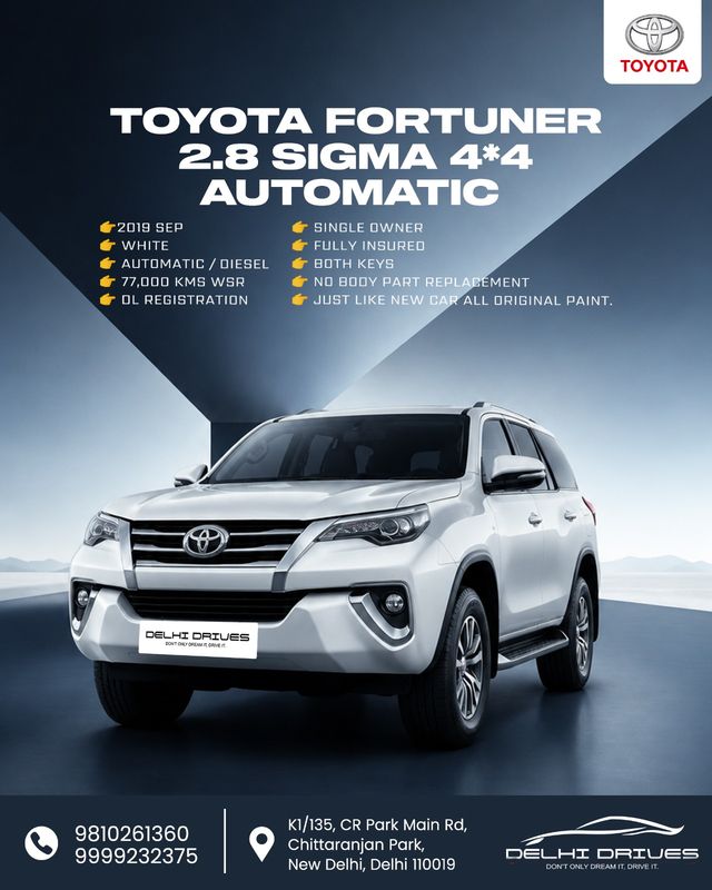 Toyota Fortuner 2.8 4WD AT BSIV Second-hand 2019 Toyota Fortuner 2.8 4WD AT BSIV for sale in New Delhi