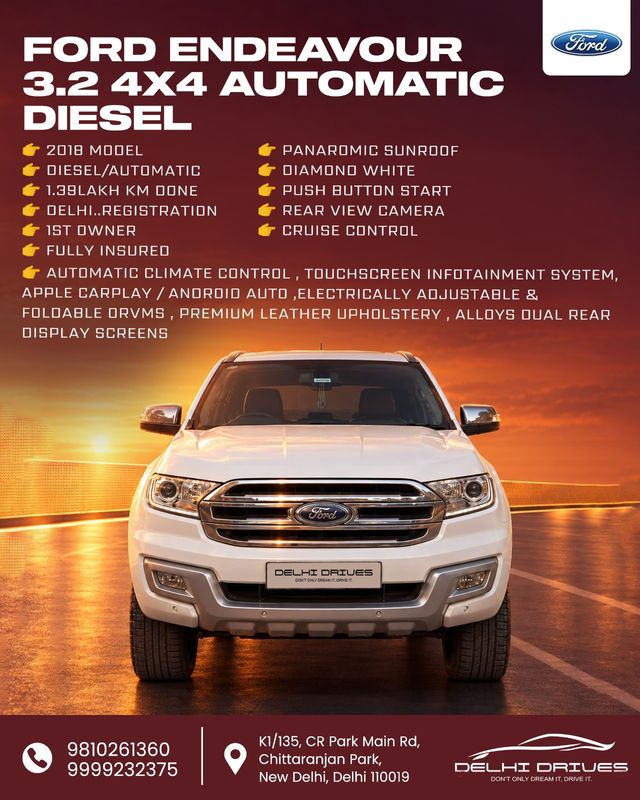 Ford Endeavour 3.2 Titanium AT 4X4 Second-hand 2018 Ford Endeavour 3.2 Titanium AT 4X4 for sale in New Delhi