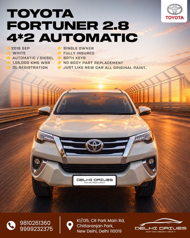 Toyota Fortuner 2.8 2WD AT BSIV Second-hand 2018 Toyota Fortuner 2.8 2WD AT BSIV for sale in New Delhi