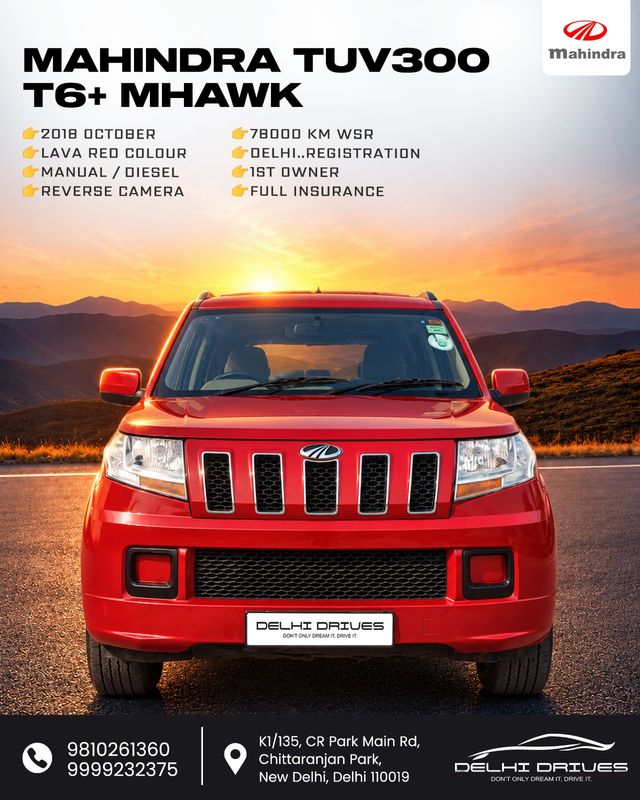 Mahindra TUV 300 T6 Plus Second-hand 2018 Mahindra TUV 300 T6 Plus for sale in New Delhi