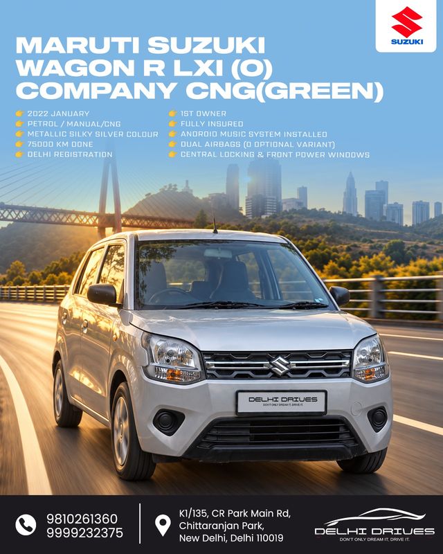 Maruti Suzuki Wagon R CNG LXI Opt Second-hand 2022 Maruti Suzuki Wagon R CNG LXI Opt for sale in New Delhi