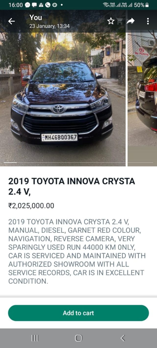Toyota Innova Crysta 2.4 GX AT